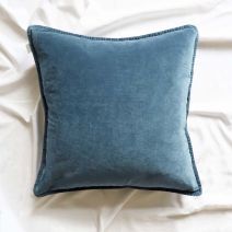 Denim Blue Stonewashed Velvet Cushion by Biggie Best